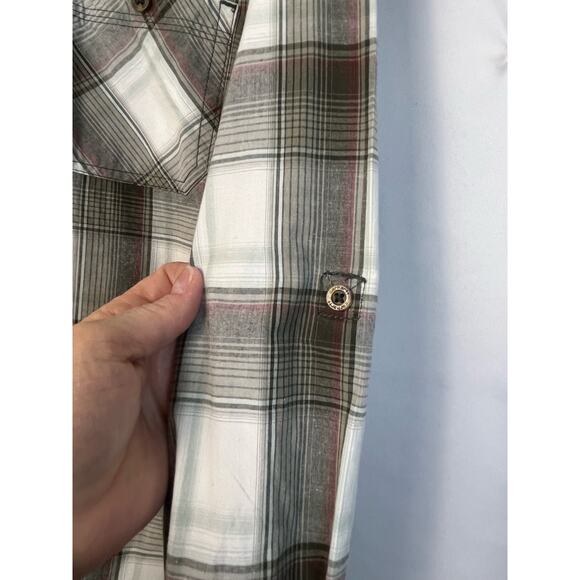 Carhartt Women's Size 8-10 Gray/White Plaid Long Sleeve Button Up Collared Shirt - Picture 8 of 8